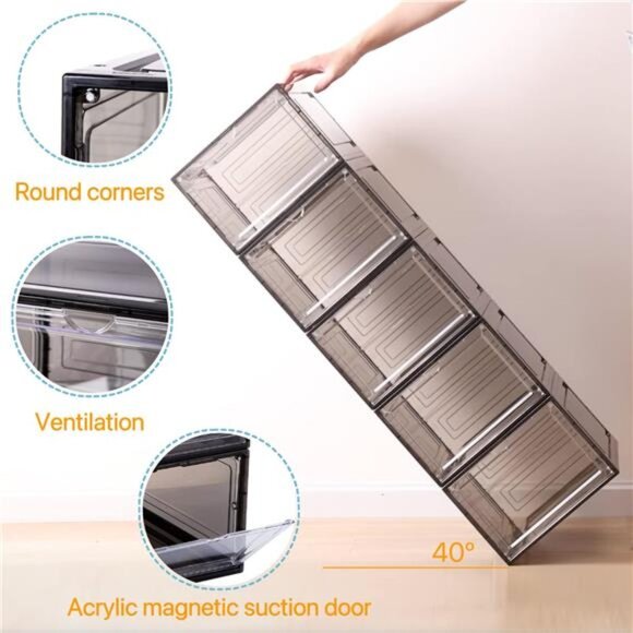 Hat Organizer for Baseball Caps, set of 6, Stackable Hat Storage Box - Picture 6 of 7